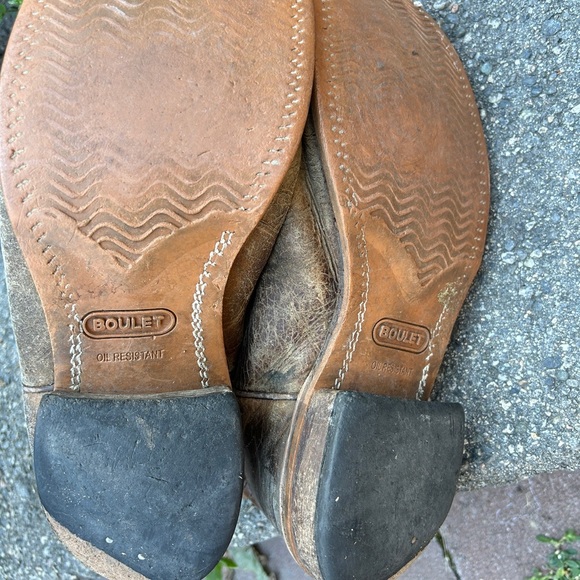 Boulet Distressed Brown Western Cowboy Boots Sz 10 Men’s l Vtg Leather Worn Out - Picture 7 of 7